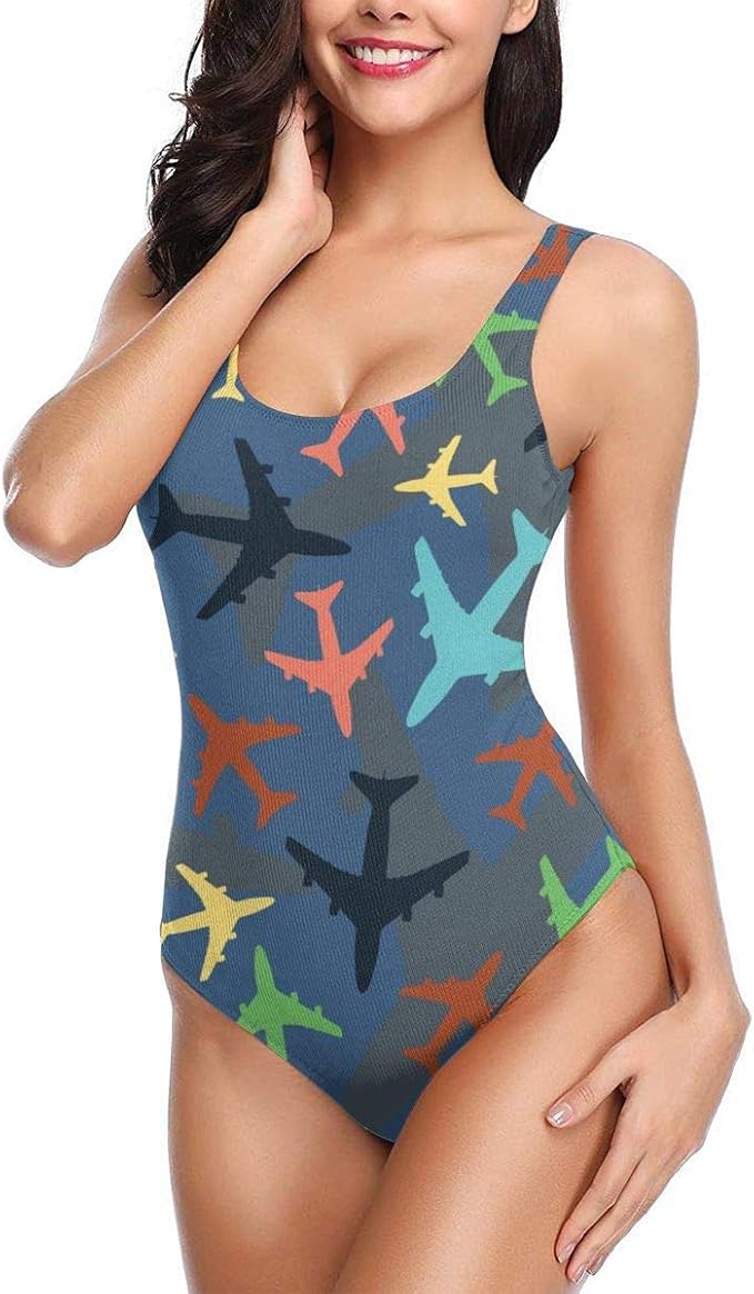 Amazon Co Jp カラフルな飛行機 ワンピース 水着 レディース ビキニ おしゃれ セクシー スリムフィット 人気 競泳水着 服 ファッション小物