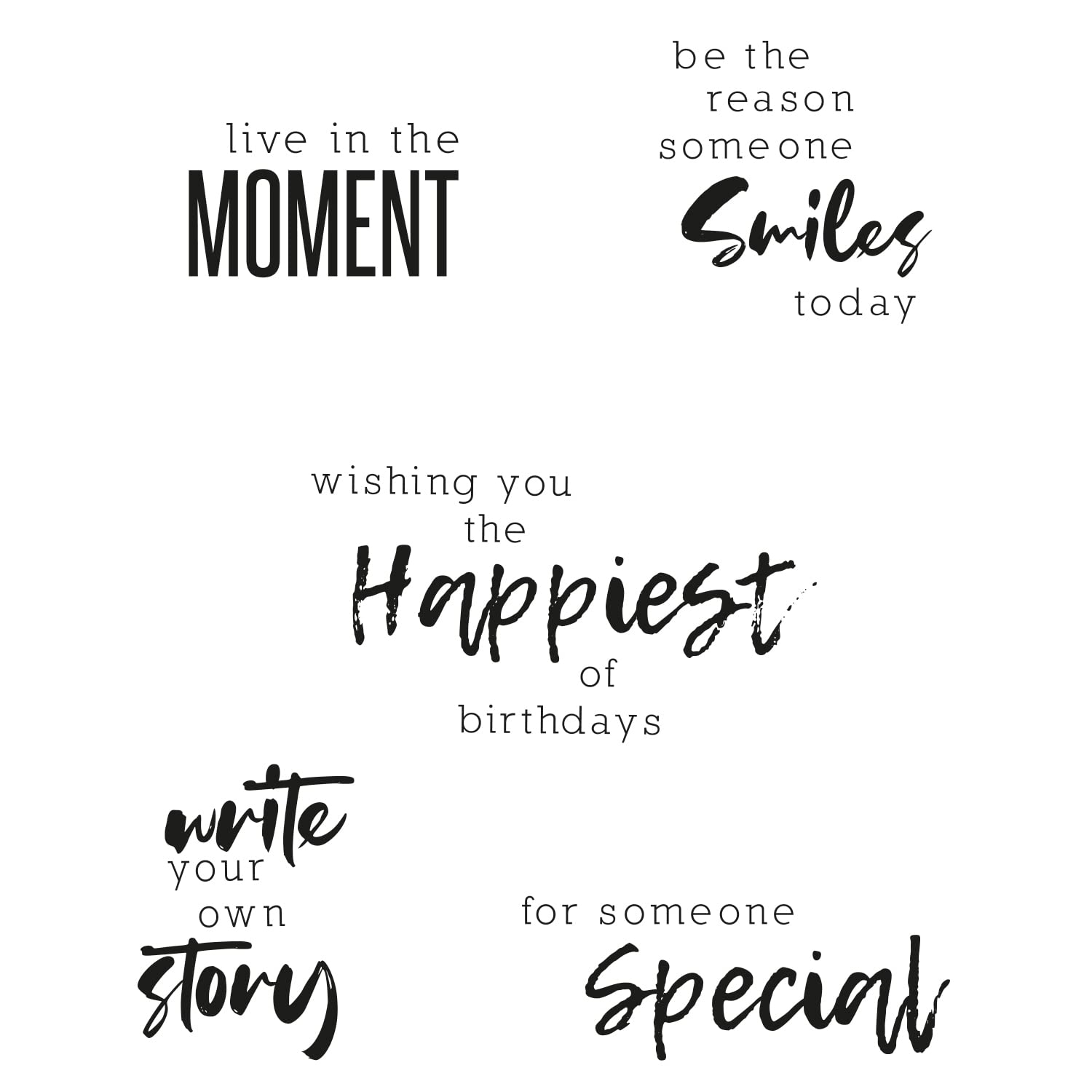 Sizzix Clear Stamps 5PK Sunnyside Sentiments #2 by Pete Hughes | 665404 | Chapter 3 2022, Multicolor, One Size