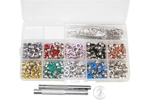 GARVALON 300 Pcs 6mm Colored Metal Grommets Eyelets Kit with 3pcs Installation Tools for Shoes Clothes Crafts