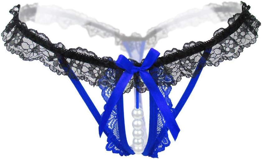 Women's Hollow Pearls Lace Sexy G-String V-String Thong Panties Intimates Lingerie Underwear