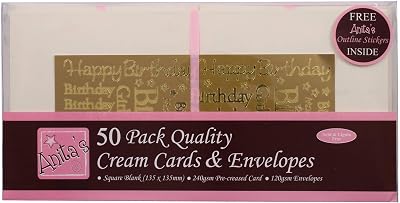 Anita's Square Plain Blank Cards & Envelopes 135x135mm Cream Pack 50