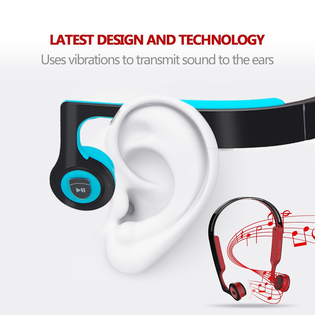 Bone Conduction Headphones,Wireless Headphones Bluetooth 4.2 Stereo Open Eardrum Headphones Waterproof for Sports Driving Running Driving,Sweatproof Waterproof