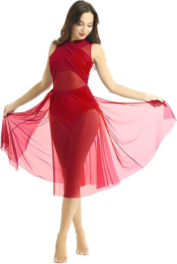 Robe De Danse Femme Justaucorps En Maille - Asymétrique Manches Longues/Courtes - Pour Danse Latine, Jazz, Salsa, Tango - Taille S à XXL
