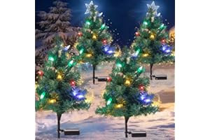 ULAROOM Solar Christmas Tree Lights Decorations- Christmas Outdoor Waterproof Xmas Tree Pathway Stake Lights with 20 Strawberry LED Lights in 4 Colors for Garden/Patio/Lawn/Yard,Ornament 4 Packs