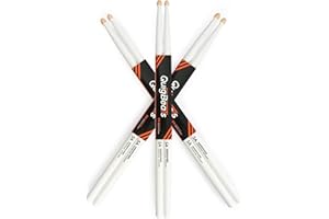 CONSDAN QuigBeats Drum Sticks, Hickory 5A Drumsticks, Drumsticks for Adults & Kids 5A 3 Pairs - White