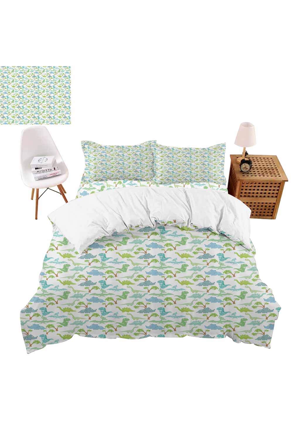 vroselv-home Duvet Cover Quilt Cover, Baby Dinosaurs Cartoon Bedding Sheet Set Reversible Bedding Set 4 Piece - Full Size/NO Comforter