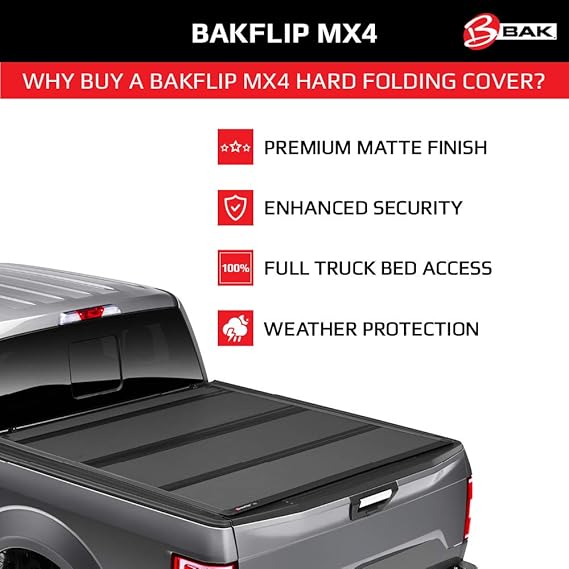 Amazon Com Bak Bakflip Mx4 Hard Folding Truck Bed Tonneau Cover 448426 Fits 2016 2021 Toyota Tacoma W Oe Track System 5 1 Bed 60 5 Automotive