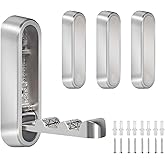 4PCS Foldable Wall Hooks, Heavy Duty Zinc Alloy Folding Wall Hooks, Folding Coat Hooks Wall Mount Bathroom Foldable Towel Hooks for Hanging Clothes, Bags, Hats, Bathrobes, Keys and Kitchen (Silver)