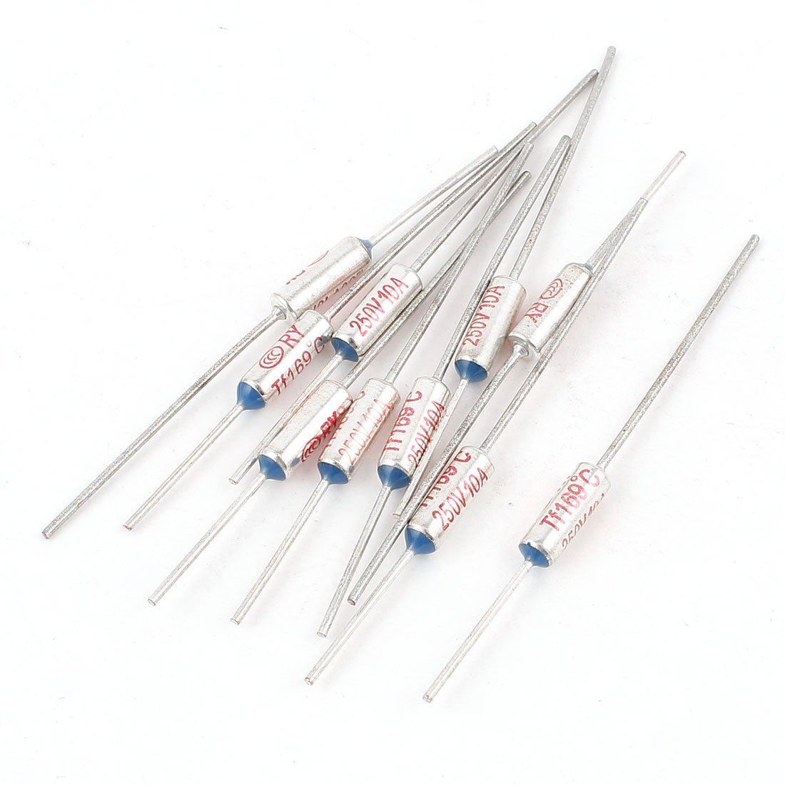 Sourcingmap 10 Pcs RY TF 169 Celsius Degree Cutoff Thermal Fuse AC 250V 10A
