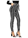 WDIRARA Women's Stretchy Plaid Print Pants Soft
