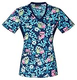 Cherokee Women's Modern Classic V-Neck Knit Panel Top,1912C