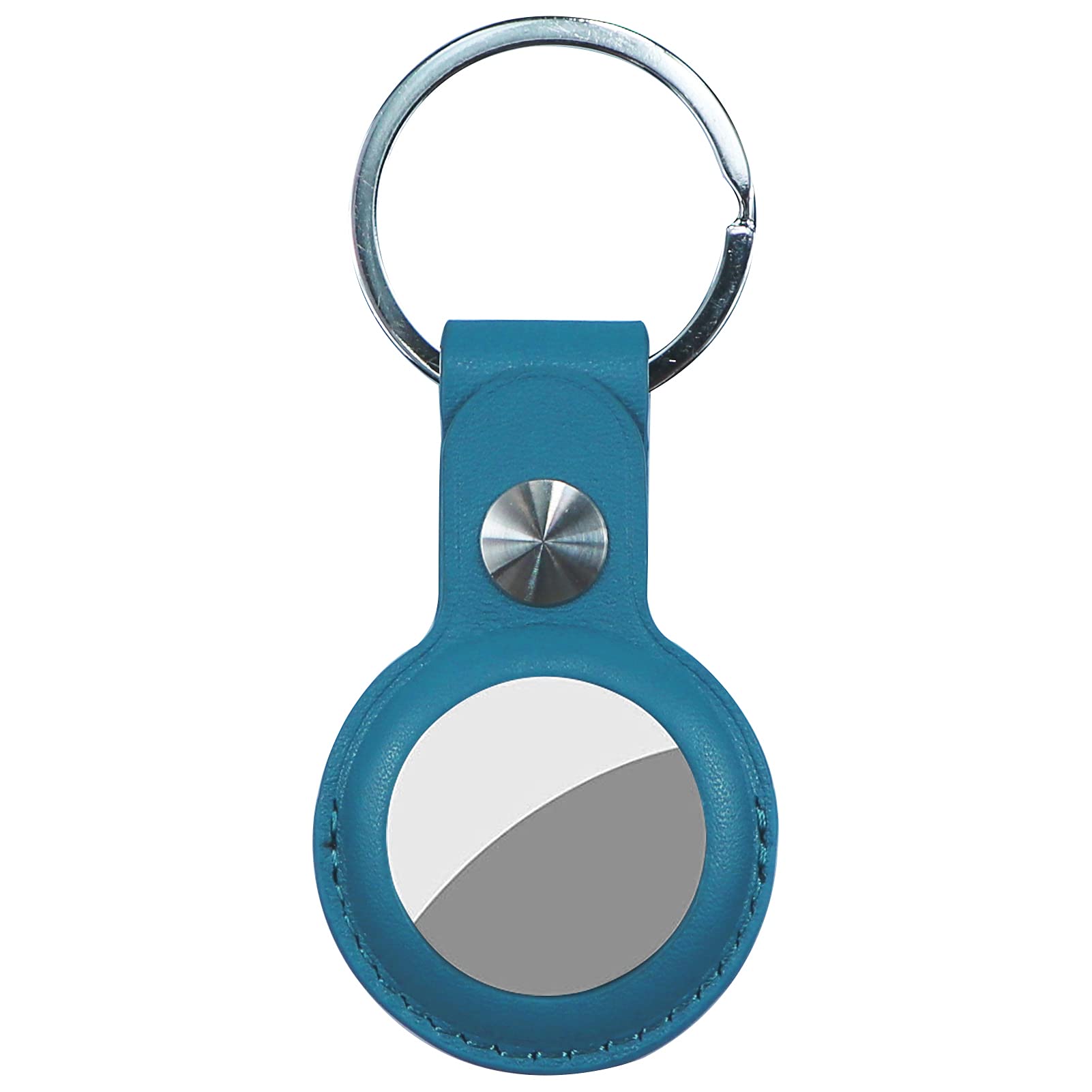 Case for AirTag Genuine Leather, Protective Cover with Keychain Ring, Anti-Scratch -Blue1