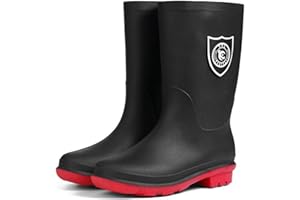 Pangolin Waterproof Rain Boots for Men Women, Mid-Calf Rubber Garden Boots with Non-Slip Outsole, Easy-On Easy-Clean Work Boo