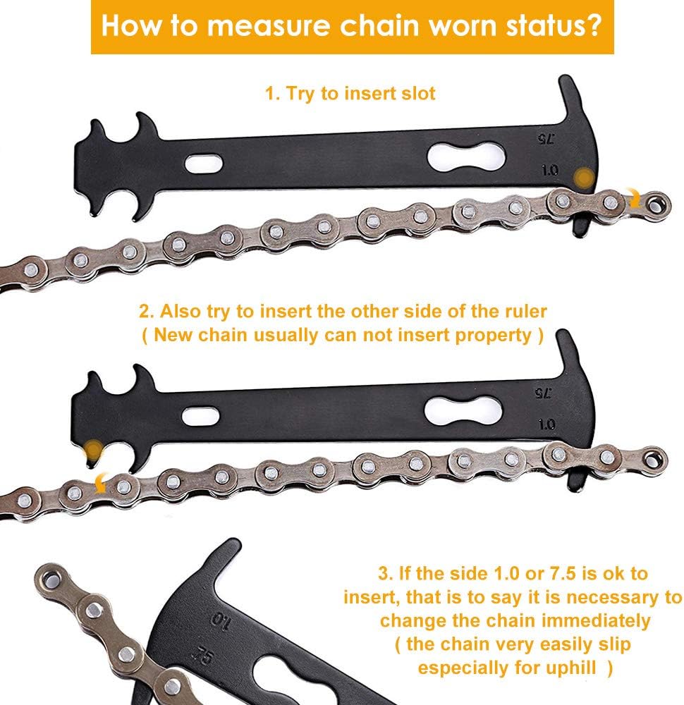 WOTOW Bicycle Chain Repair Tool Kit, Cycling Bike Master Link Pliers Remover & Chain Breaker Splitter Cutter & Chain Wear Indicator Checker & Reusable Missing Connector for 6/7/8/9/10 Speed Chain : Sports & Outdoors