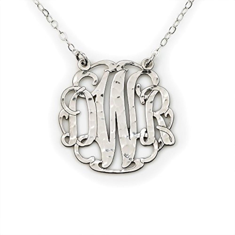 AJ's Collection Personalized Three Initials Monogram Charm Necklace with Hand