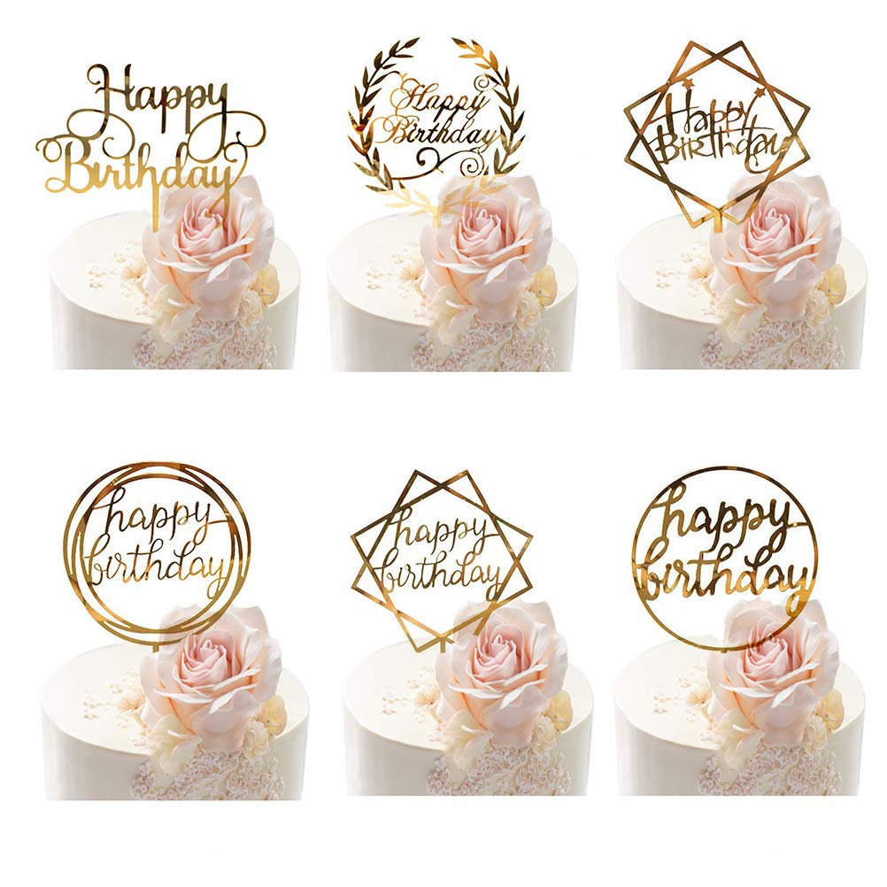 Topper De Gateau Danniversaire Gateau 6 Pack Acrylique Decoration Pour Anniversaire Double Face Cupcake Topper Pour Fetes Mariage Fetes Danniversaire Enfant Adulte Or Patisserie Ustensiles A Patisserie Dwteam In