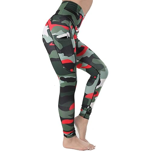 QYQ Womens Printed Leggings with Pockets High Waisted Yoga Pants for Women Workout Leggings Running Tights