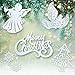 BANBERRY DESIGNS White Christmas Decorations – Set of 39 Sparkling Glittery Christmas Tree Ornaments - Trees, Doves, Angels, Snowflakes, Merry Christmas – Shatterproof Ornaments