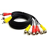 BronaGrand 3 RCA Male Jack to 6 RCA Female Plug Splitter Audio Video Av Adapter Cable (6FT)