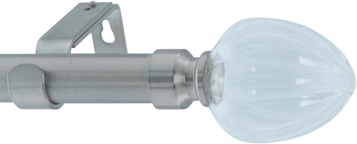 Amazon Com Meriville 1 Inch Diameter Single Window Treatment Curtain Rod Fluted Glass Finial 48 Inch To 84 Inch Adjustable Satin Nickel Home Kitchen