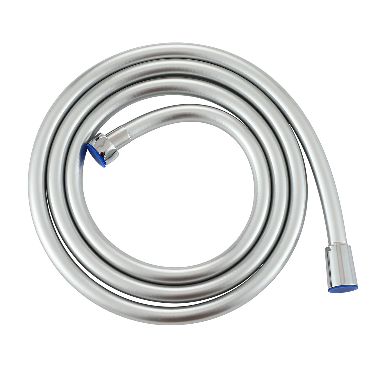 Muxios PVC Smooth Shower Hose 2 Meters 78 inch, Replacement Shower Pipe with Brass Connections, Flexible Anti-Twist, Silver