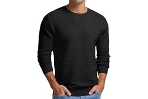 NUOKESASI Men's Crewneck Pullover Sweater Solid Knitted Soft Long Sleeve Casual Sweater