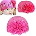 FuzzyGreen® Super Cute Flower Design Toddler Infant Baby Girls Kids Crochet Knitting Beanie Hat (Rose Red)