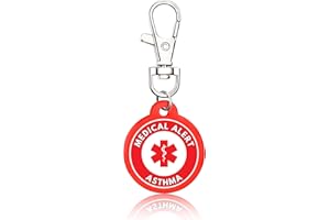 ELM CITY DIRECT Medical Alert Keychain Tag – Emergency ID for Men, Women & Kids – Clip-On Medical ID Keychain for Keys, Backpack or Purse (Asthma)