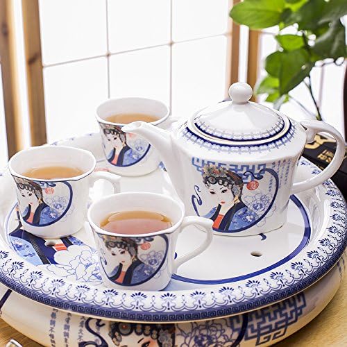 CUPWENH  Kit Ceramic New Kung Fu Tea Sets Home Mugs Teapot With Tea Set Of Disk Tea Service,Coffee Set
