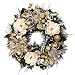 Valery Madelyn Pre-Lit 24 Inch Elegant Champagne Gold Christmas Wreath for Front Door with Shatterproof Ball Ornaments, Ribbon, Artificial Simulation Flower, Battery Operated 20 LED Lights