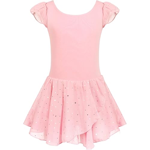 Arshiner Girls Ruffle Sleeve Ballet Dance Dress Tutu Skirted Leotard