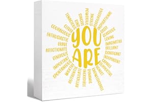 SJNH Inspirational Wood Box Sign You Are Sun Wooden Block Signs Motivational Quote Desk Décor for Home Office Bedroom Table Décor