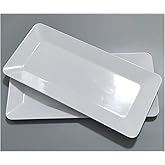 17-inches Melamine Serving Platters/Rectangular Trays for Party | Set of 2 White, Dishwasher Safe, BPA Free