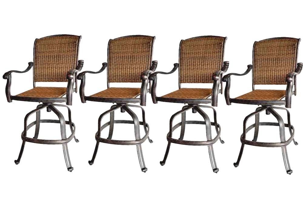Buy Patio Bar Stool Set of 4 Swivel Outdoor Santa Clara Cast Aluminum