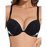 Amafuur Push Up Padded Bras for Women Add 2 Cups Plunge Low Cut Bombshell T Shirt Bra Underwire Support