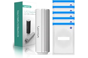 VOYOR Handheld Vacuum Sealer Portable & Cordless Vacuum Sealer Kit with Vacuum Bags Automatic Vacuum Pump for Food Preservation Type-C Charging and Long Lasting Food Vacuum Sealer (1 Silver Pump+5 Bags)