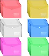 MerryNine Plastic Envelopes Wallets A4 30 Pack Colorful Document Folders