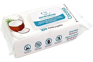 VOYAGER Best Pet Supplies Coconut-Scented Moisturizing Pet Wipes for Dogs & Cats – Extra Soft & Strong Grooming Wipes with Gentle Plant-Derived Formula, Model Number: WW-CO-100 Count (Pack of 1)