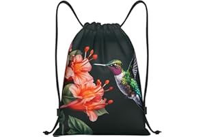 VTCTOASY Flowers Hummingbird Drawstring Backpack Sports Gym Sackpack Waterproof Swim Bag Men Women Draw String Bag