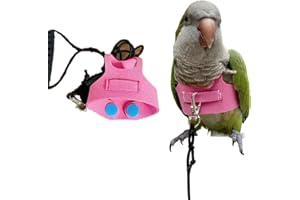 BARN ELEVEN Bird Flight Harness Vest, Parrot Flight Suit with Leash for Parakeets Cockatiels Conures Budgies, Bird Flying Clothes with Rope and Handle for Outdoor Activities Training (M, Pink)