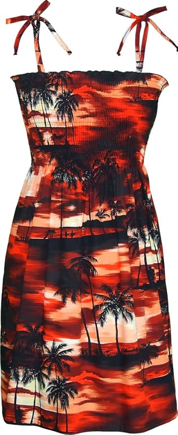 RJC Women's Waimea Sunset Hawaiian Smocked Sundress at Amazon Womenâs Clothing store