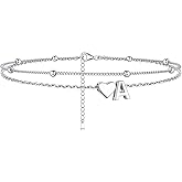 ChicSilver Sterling Silver Anklets for Women Hypoallergenic Womens Ankle Bracelets for Women Layered Heart Anklet With Initials Womens Anklets Jewelry for Mom Wife