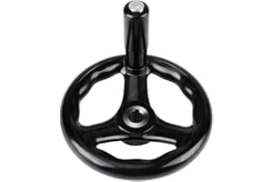 4.9inch Dia Hand Wheel, 3 Spoke Plastic Round Hand Wheel with Revolving Handle, for Lathe Milling Machine,12 * 125mm, Black