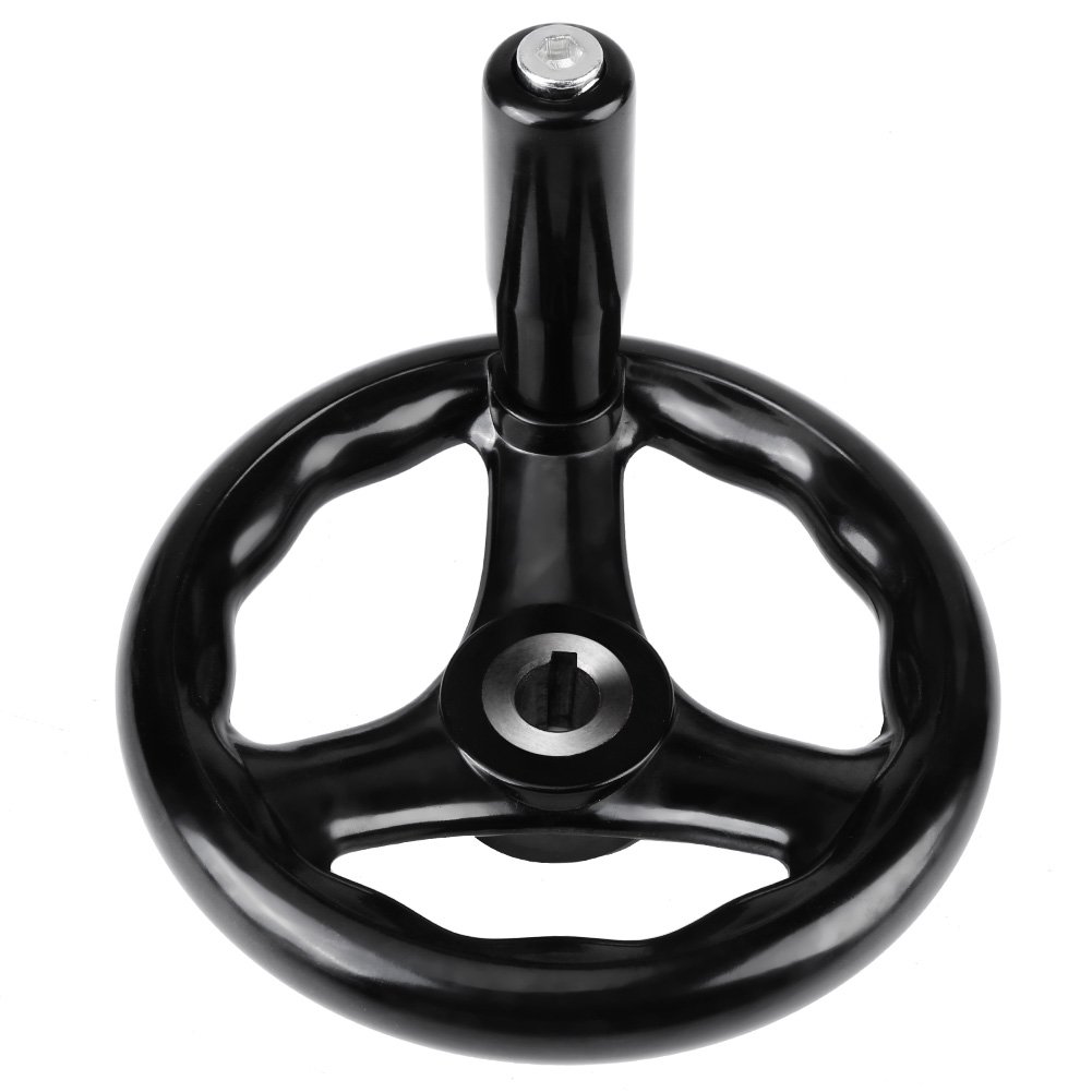 Black Round 3 Spoke Hand Wheel Electric Wood Bakelite Three Hand Wheel Machine Hand Wheel 12 * 125mm for Lathe Milling Machine