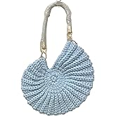Handmade Crochet Tote Bag Seashell Purse for Women Boho Shell Handbag Crossbody Shoulder Bag Summer Beach Clutch Hobo Handbag