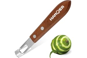 HAMOER Channel Knife Zester - Fruit and Vegetable Tool for Decorating Cocktails, Desserts, and Salads Stainless Steel Tip Woo