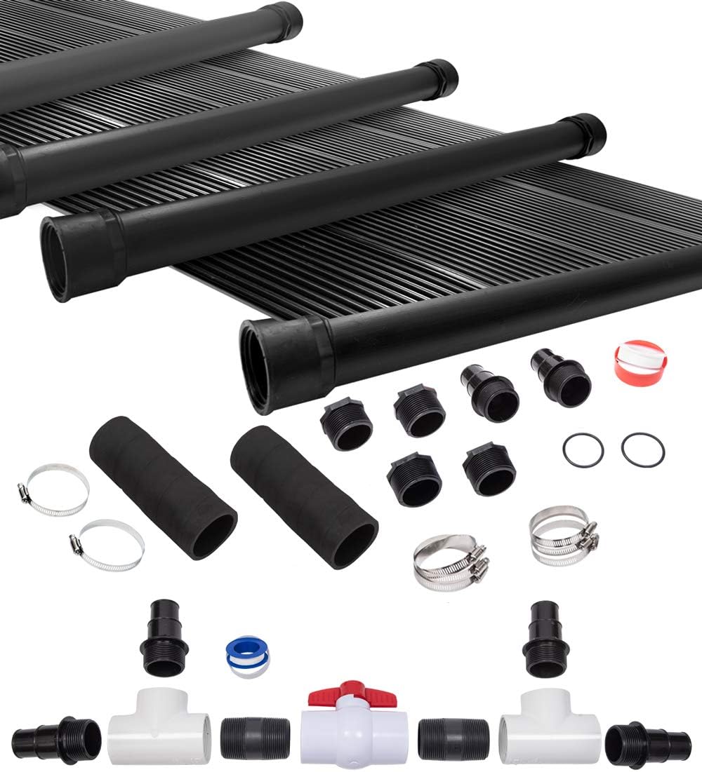 SunQuest Solar Pool Heater System - 8 (2ft x 10ft) Collectors w/Diverter Kit - Solar Heater for Above Ground & Inground Swimming Pools - DIY - Tube on Web Design Panel - Polypropylene UV Resistant