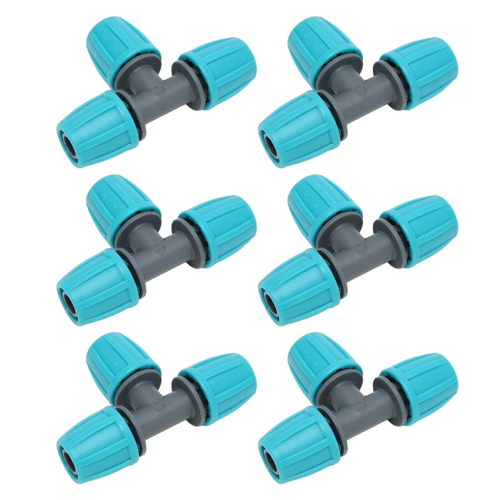 20 Pcs Pipe Connector T Fittings, PE Push Fit Plumbing Tee Automatic Drip Irrigation Kits Leakproof Tee Pipe Connector Easy Installation Hose Connectors for Gardens Planting 16mm