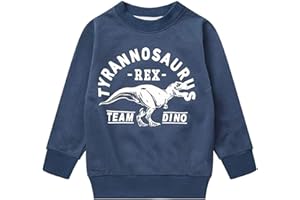 POPSHION Toddler Boys Sweatshirts Dinosaur Long Sleeve Pullover Crewneck Shirts Cartoon Tee Sport Tops for Kids 1-7T
