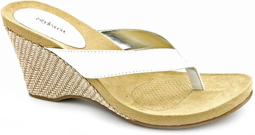 Style & Co. Womens Chicklet Sandals Thongs Wedge Sandals